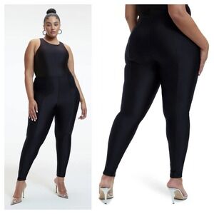 NEW Good American Disco Boss Leggings 7 4X Black High Waisted Compression Shine